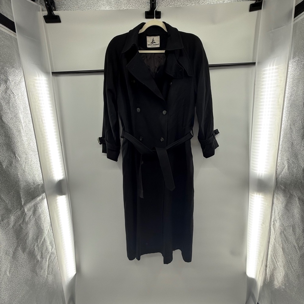 Vintage Misty Harbor Archive Woolβ Trench Coat Womens Size 10 Black Belted